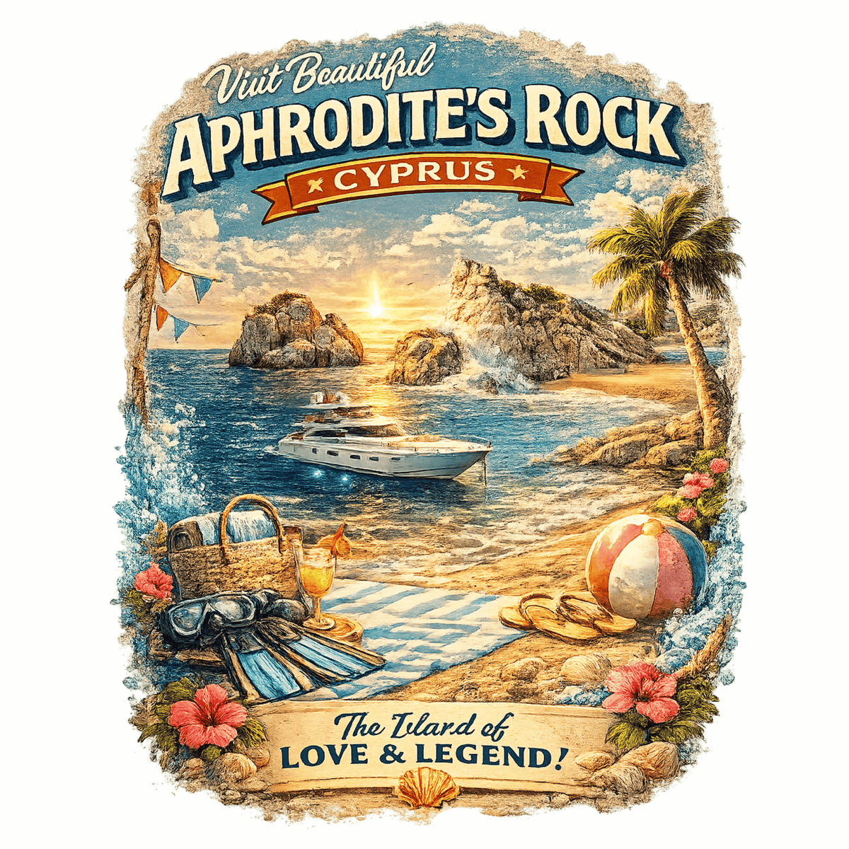 Aprodites'Rock Golden Sunset Paradise