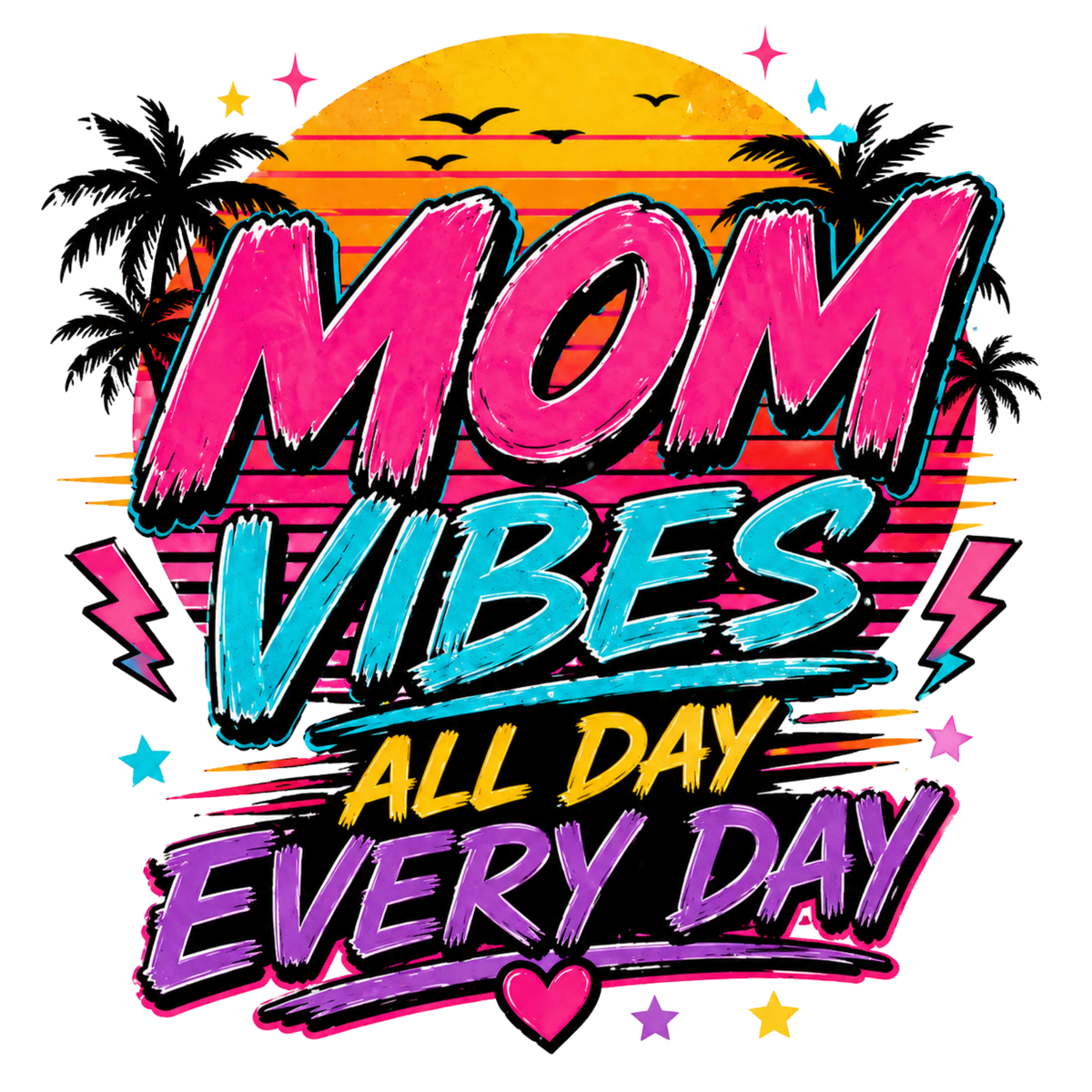 Mom Vibes Retro Sunset